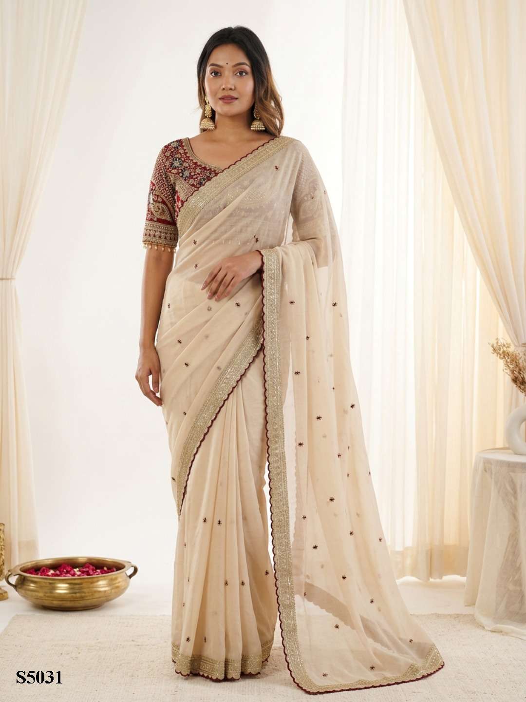 Ashwini rangoli silk designer embroidered work sarees with readymade designer blouse