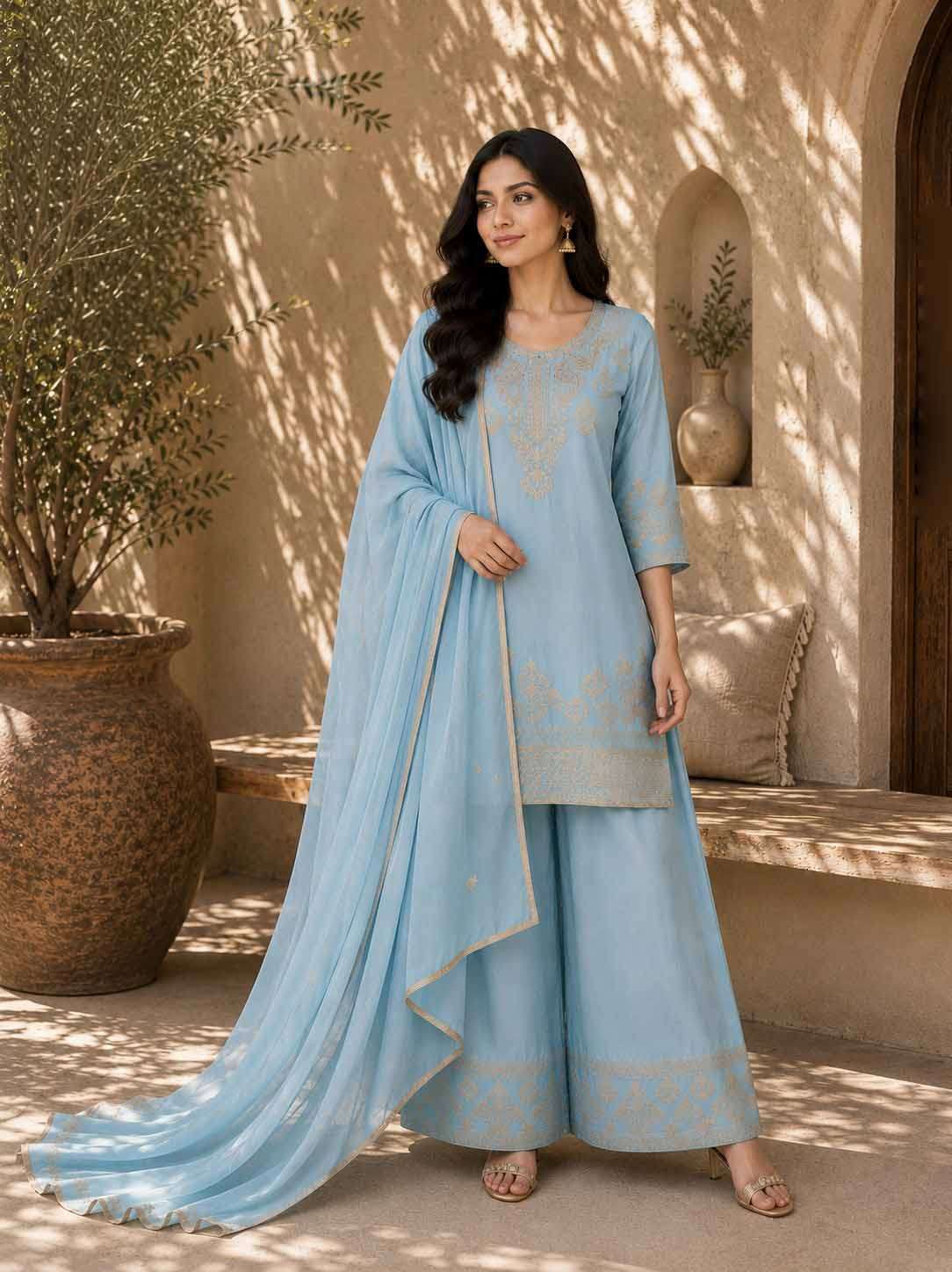 Krisha Creation Presents Elegant & Classy R 21 Premium Embroidered Palazzo Suits for Special ocassions 