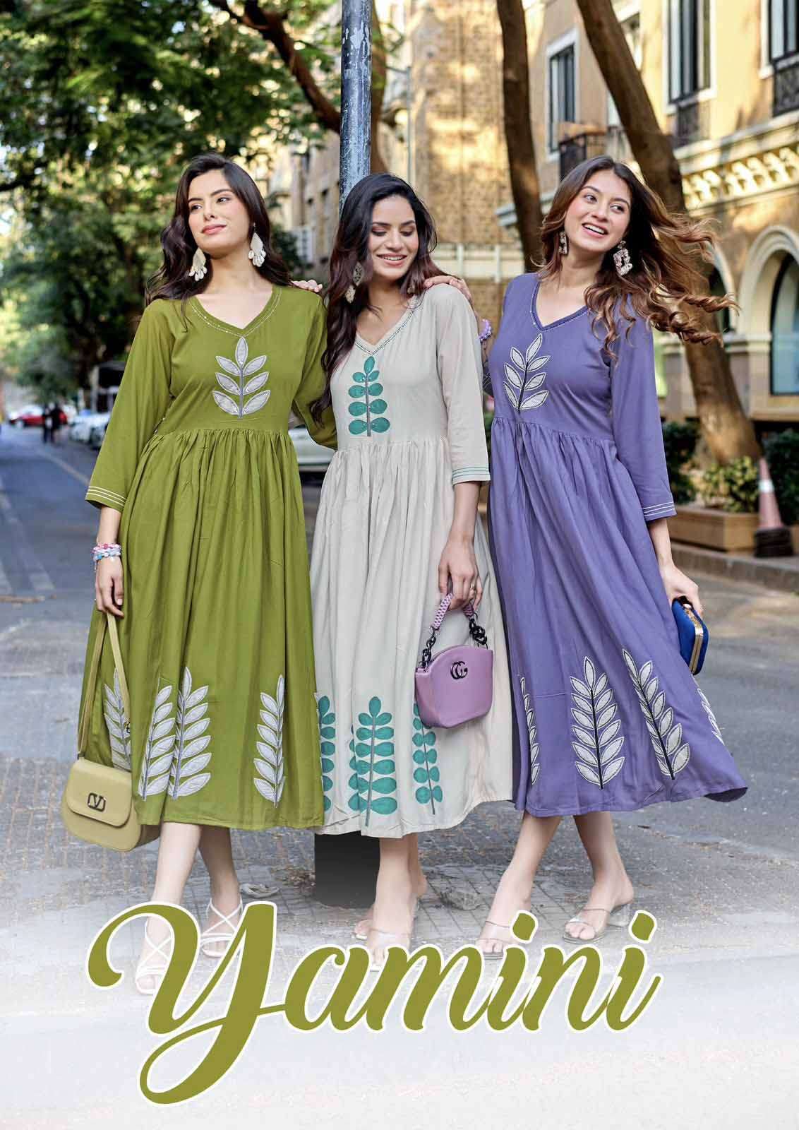 yamini frock style rayon kurti with Aplic & thread work beautifull collection by krisha creation