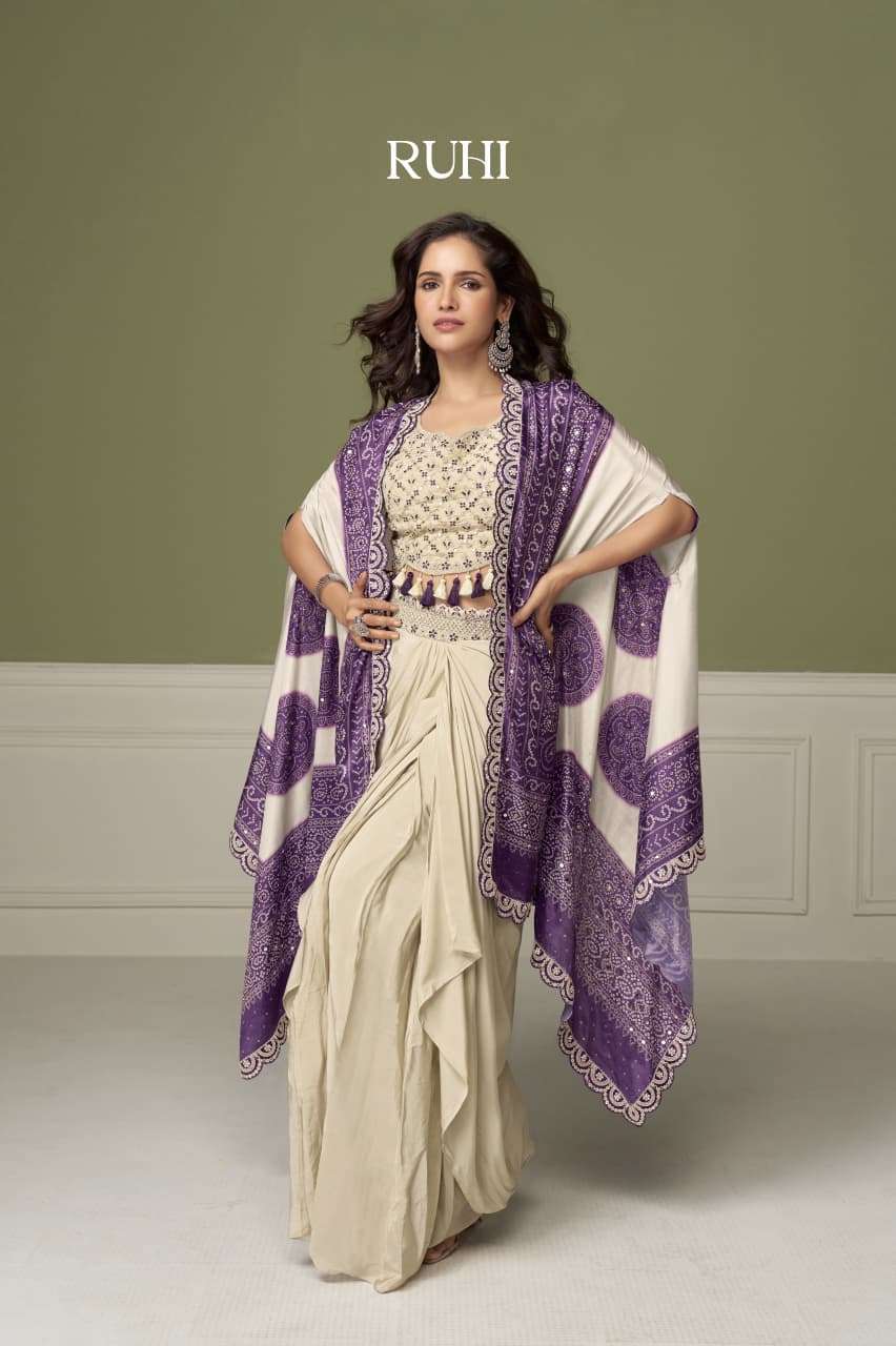 ruhi real chinon readymade partywear indowestern Designer Collection at wholesale rate