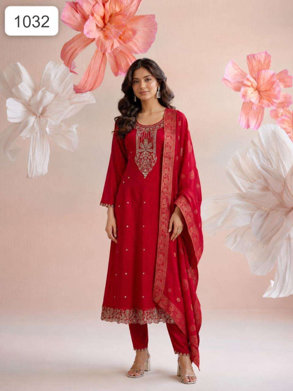 Karwachauth Special Chinon Silk With Beats Work Anarkali style Collection now at krisha creation wholesaler