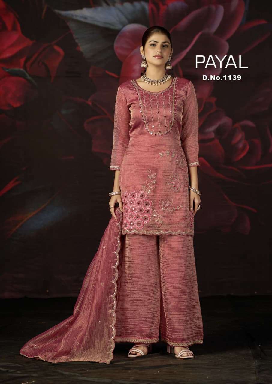 rangoon payal Salsa With Code Work & Khatli Hand Mirror Top with palazzo & Dupatta set for Diwali 