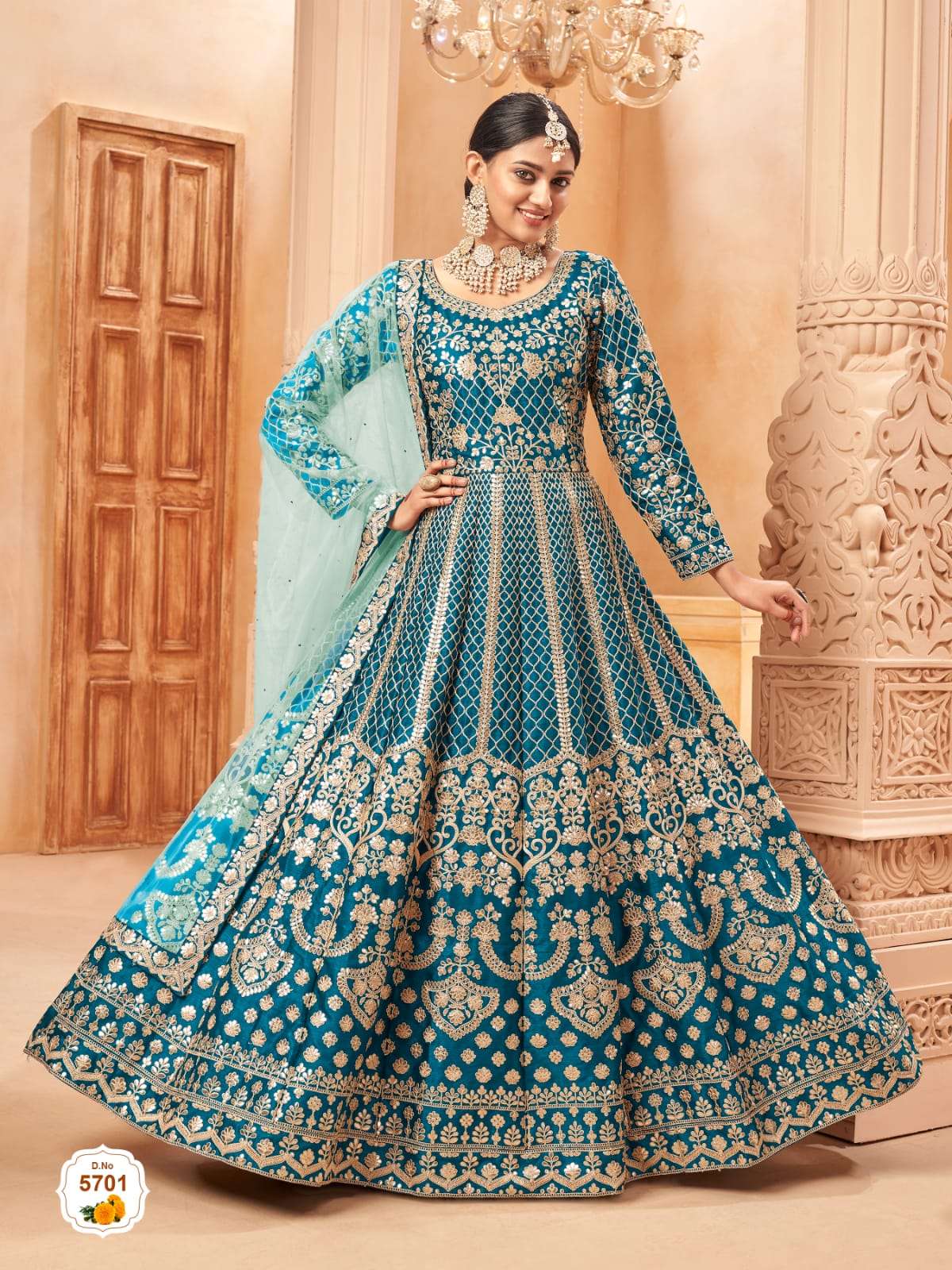 Turqouise Blue Fabriction Gown For Any Close Occassion. – urbandulhaniya