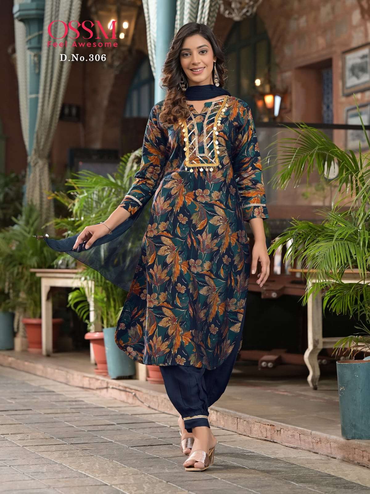 View in Our Beautiful Indigo Printed Kurti With Afghani Bottoms With  Embroidery Work Perfect for Every Day Casual and Office Wear. - Etsy