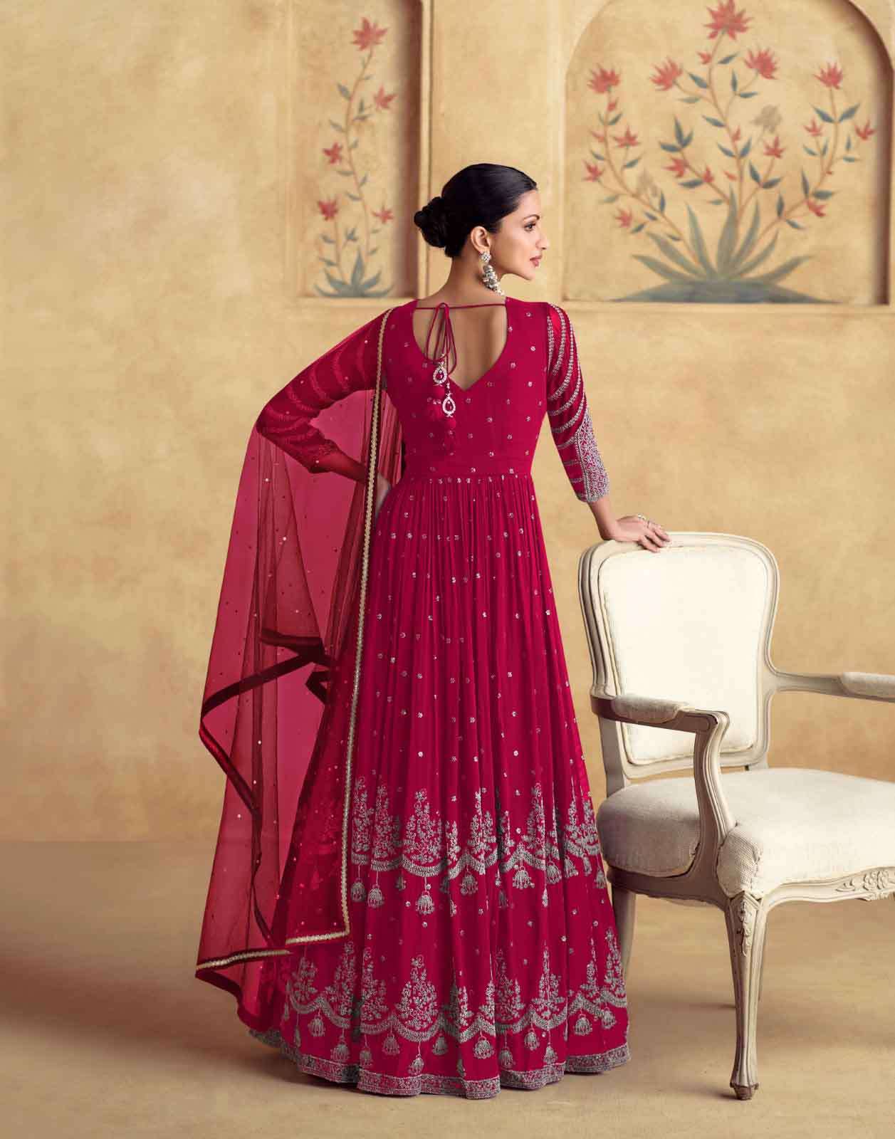 aashirwad Alfaaz gold Premium Luxury Real Georgette Gown with Dazzling Beautiful Colors