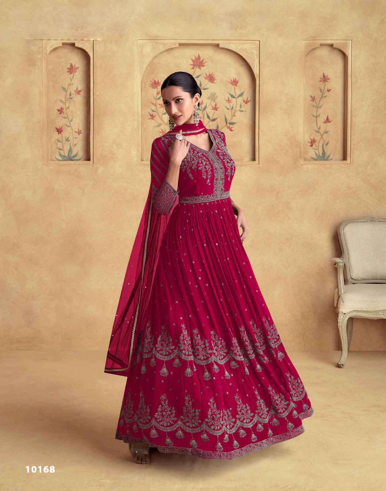 aashirwad Alfaaz gold Premium Luxury Real Georgette Gown with Dazzling Beautiful Colors