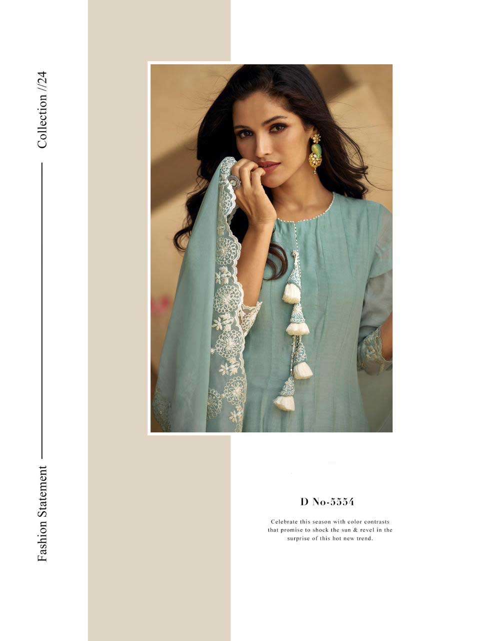 Gazal Sayuri Designer Readymade Pure Silk Beautiful Light Color Suit for Eid Festival