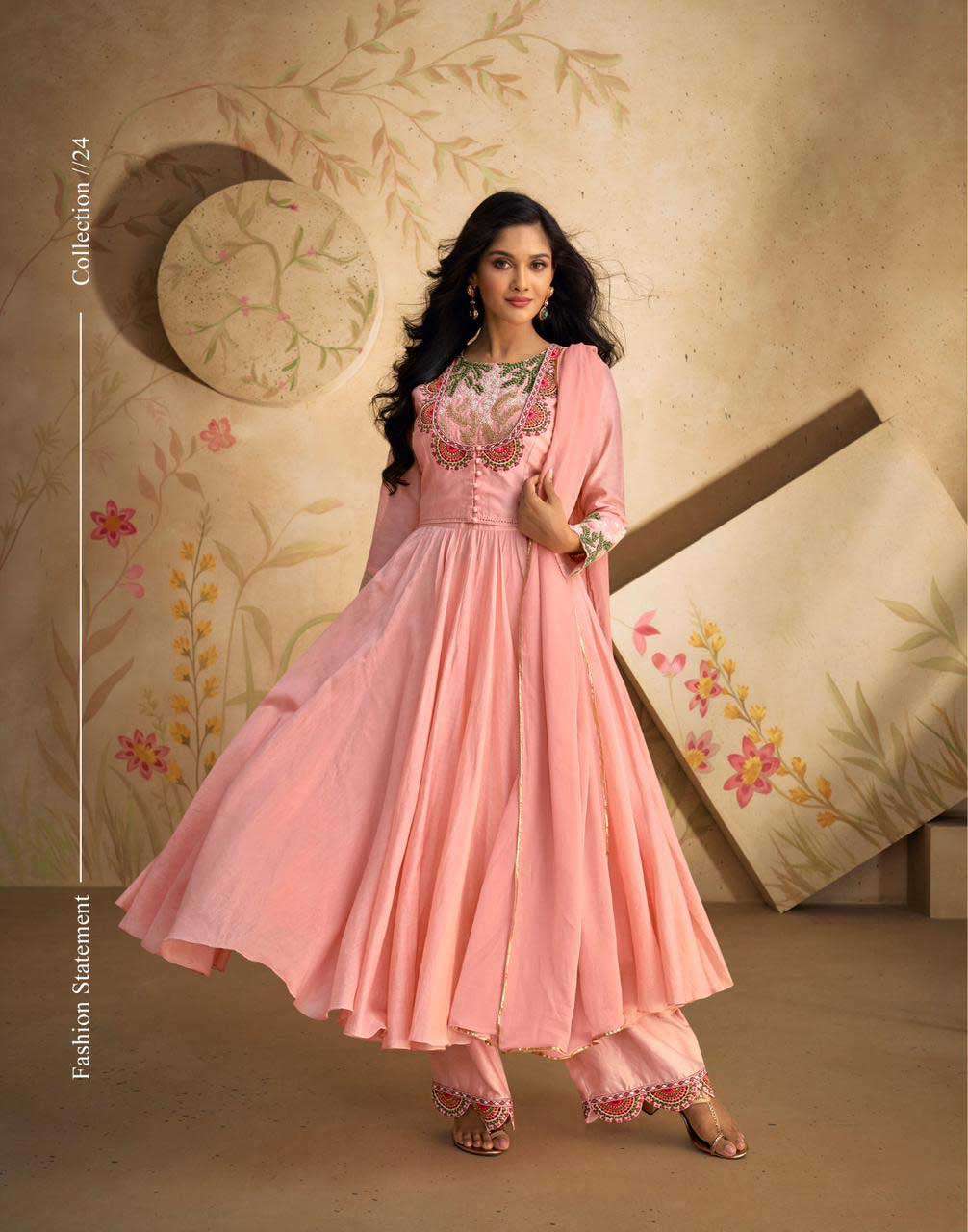 Gazal Sayuri Designer Readymade Pure Silk Beautiful Light Color Suit for Eid Festival