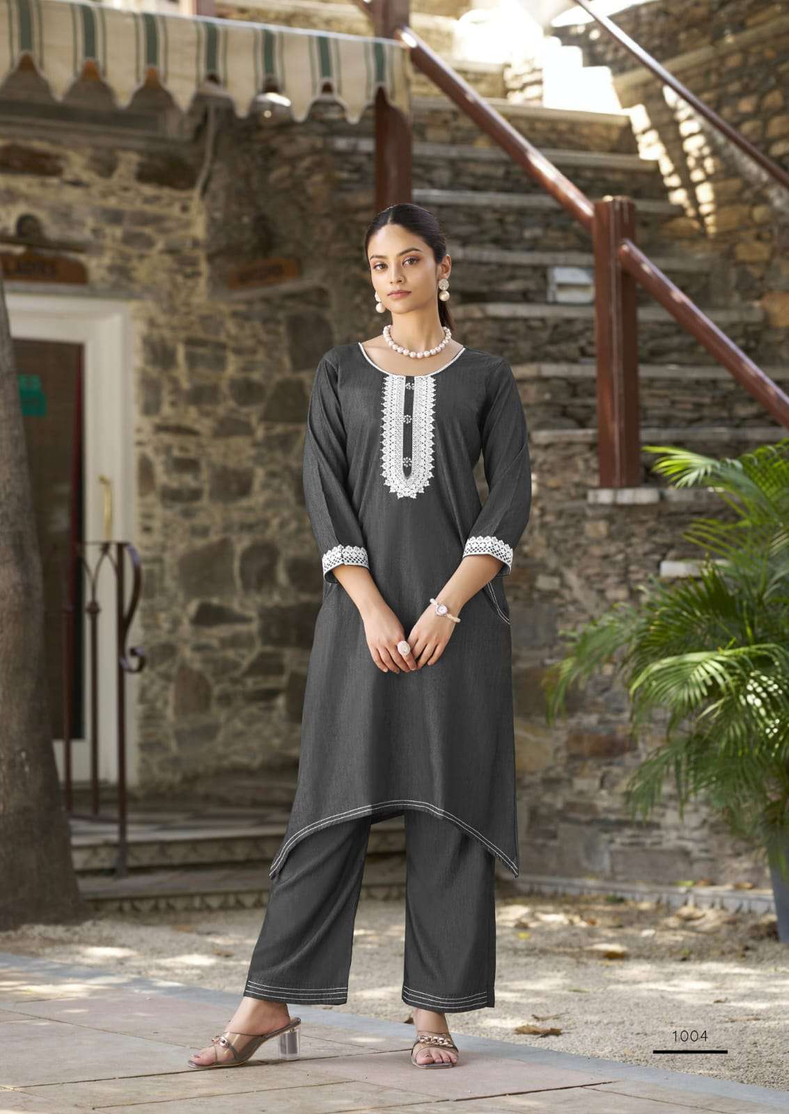Aditi Preimum Fancy Denim Fish Cut Style Cord Set Collection