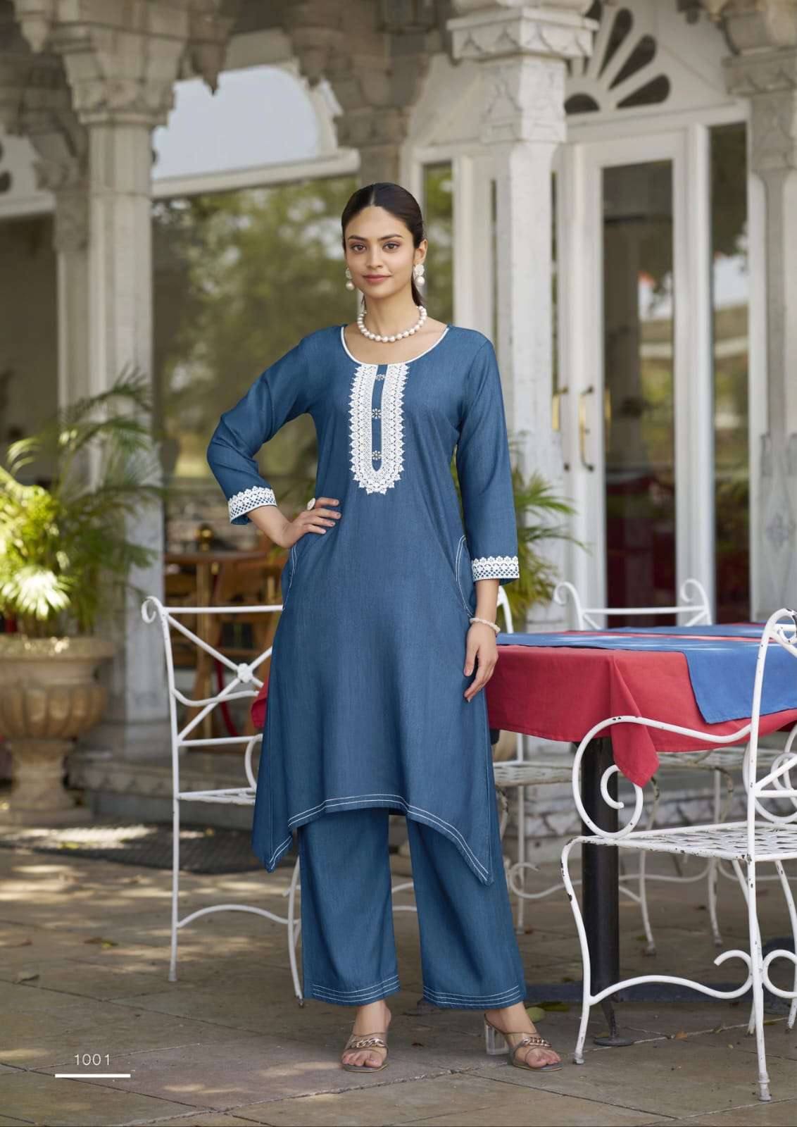 Aditi Preimum Fancy Denim Fish Cut Style Cord Set Collection