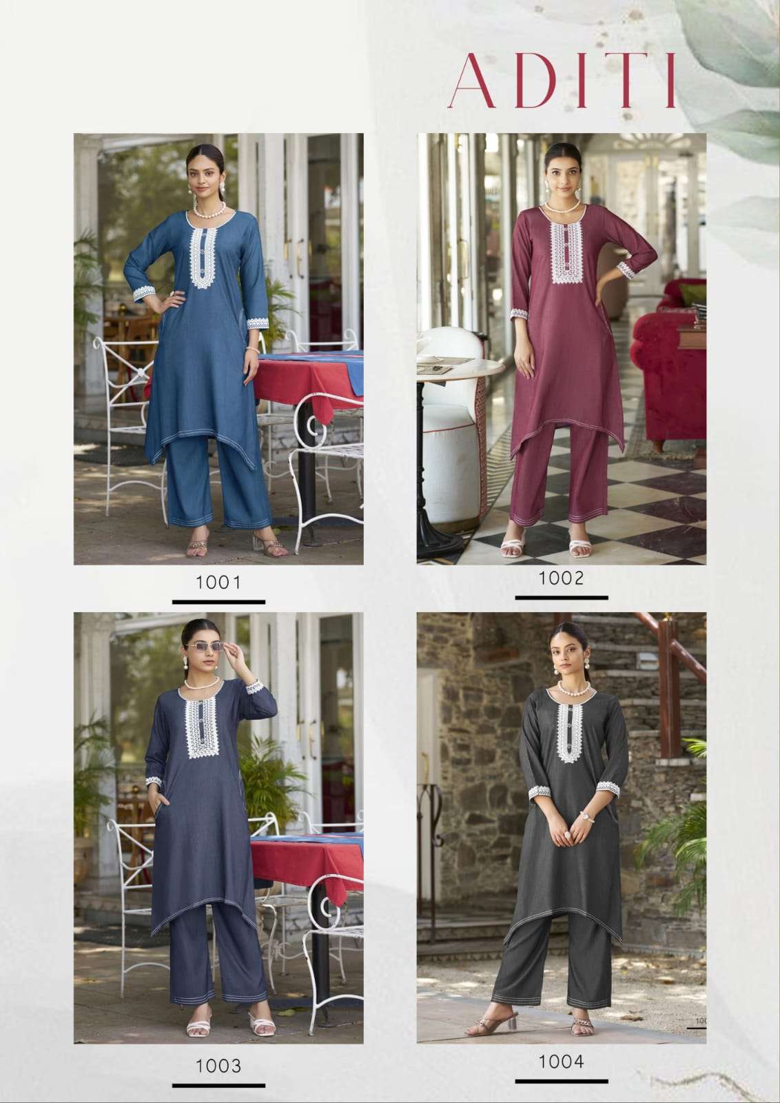 Aditi Preimum Fancy Denim Fish Cut Style Cord Set Collection