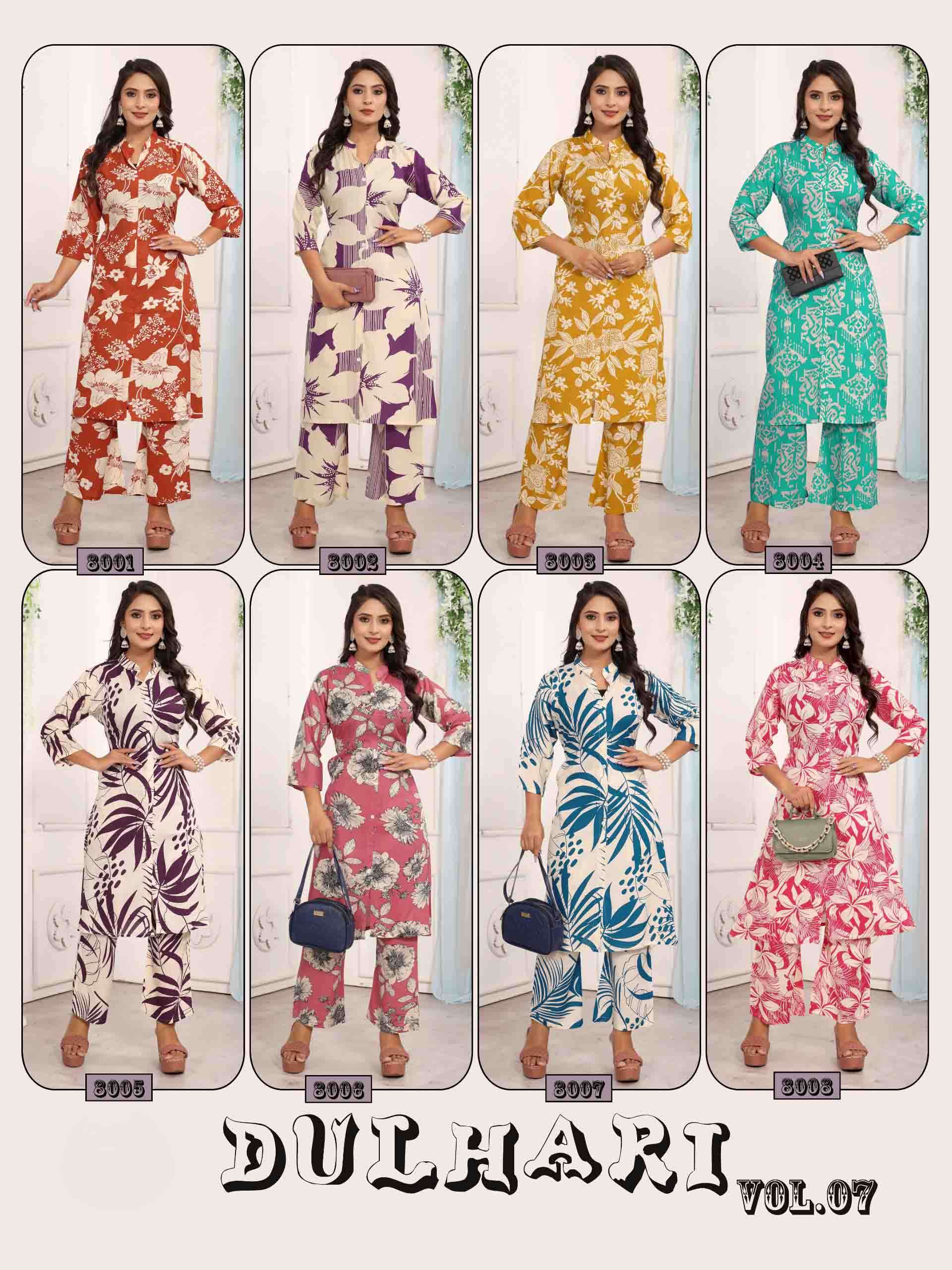 Dulhari vol 7 14kg rayon print Cord Sets Collection Online