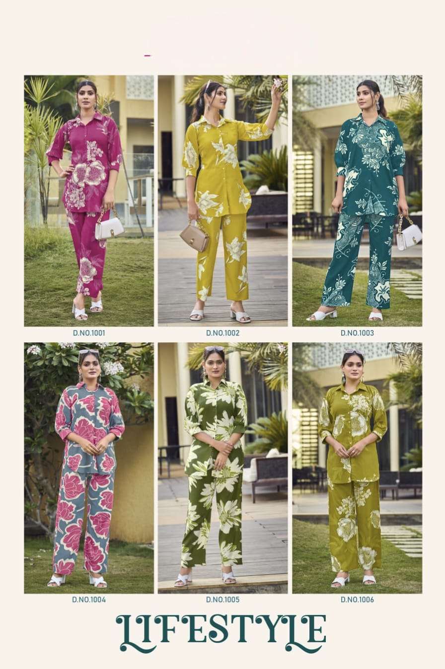 Lifestyle Heavy Rayon Shirt Style Cord Set Collection by Krisha Creation Online