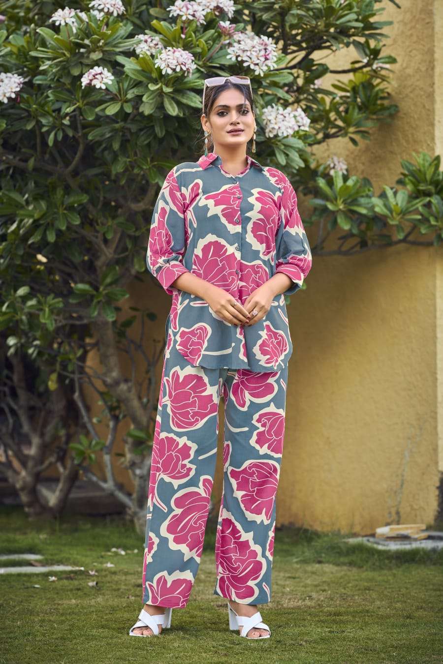 Lifestyle Heavy Rayon Shirt Style Cord Set Collection by Krisha Creation Online