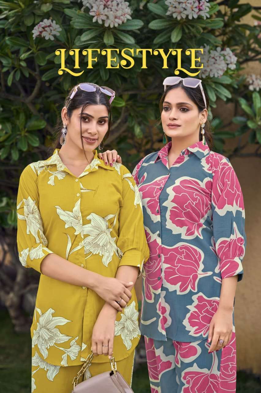 Lifestyle Heavy Rayon Shirt Style Cord Set Collection by Krisha Creation Online