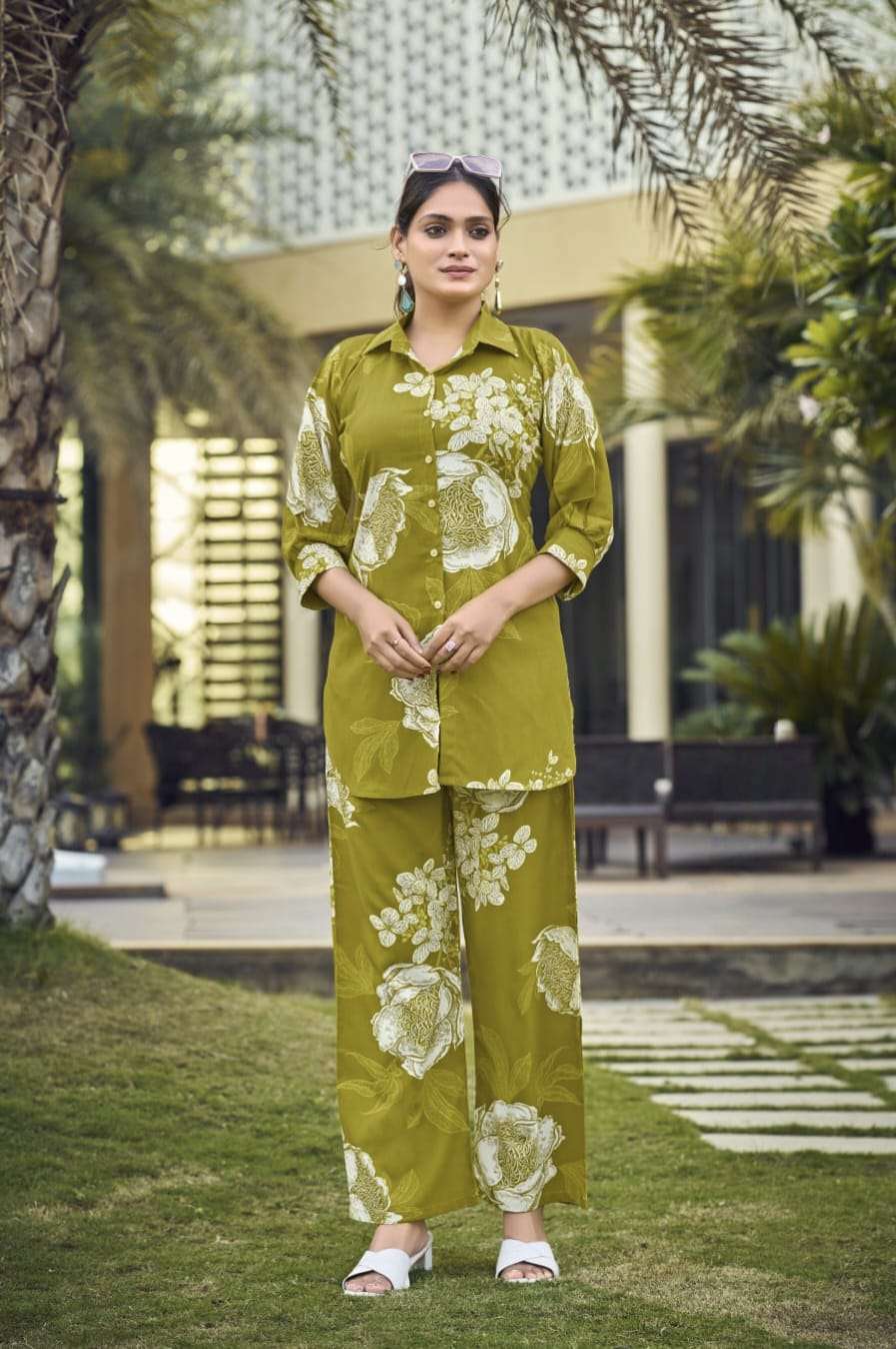 Lifestyle Heavy Rayon Shirt Style Cord Set Collection by Krisha Creation Online