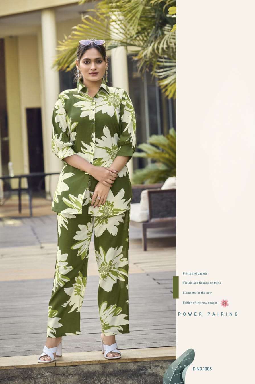 Lifestyle Heavy Rayon Shirt Style Cord Set Collection by Krisha Creation Online