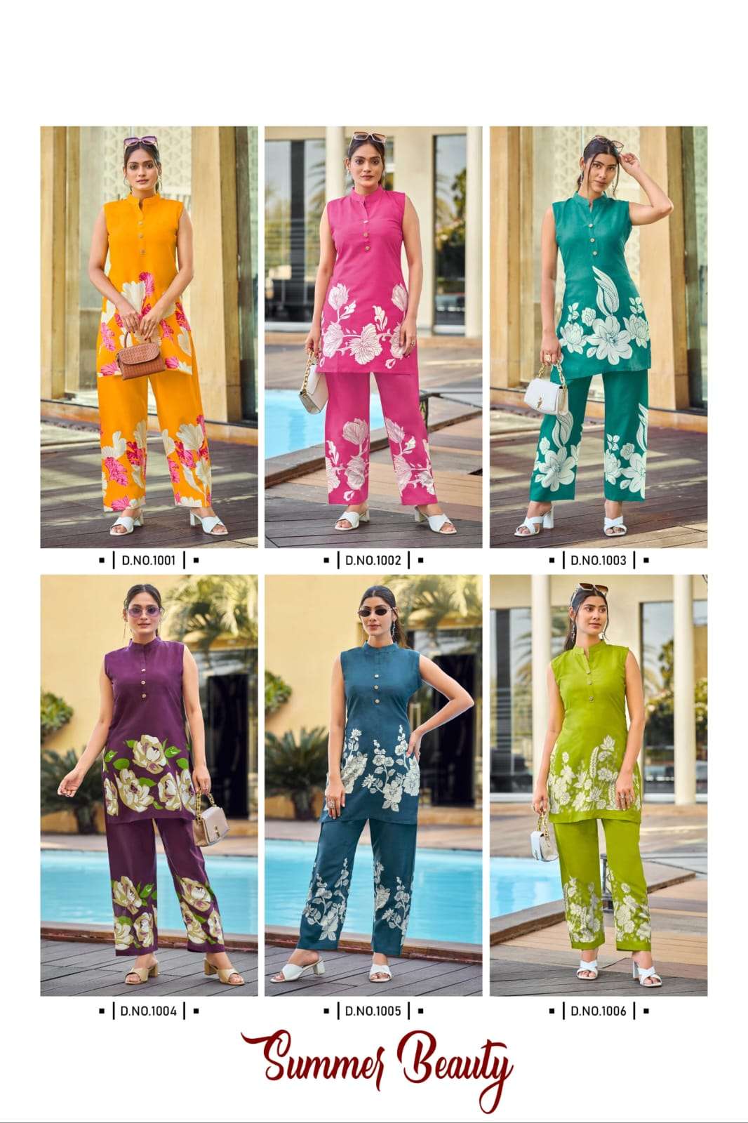 summer beauty fancy heavy rayon print sleeveless cord set collection