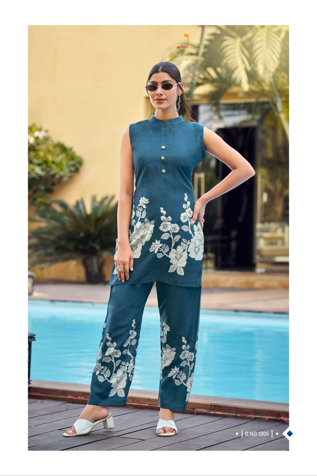 summer beauty fancy heavy rayon print sleeveless cord set collection